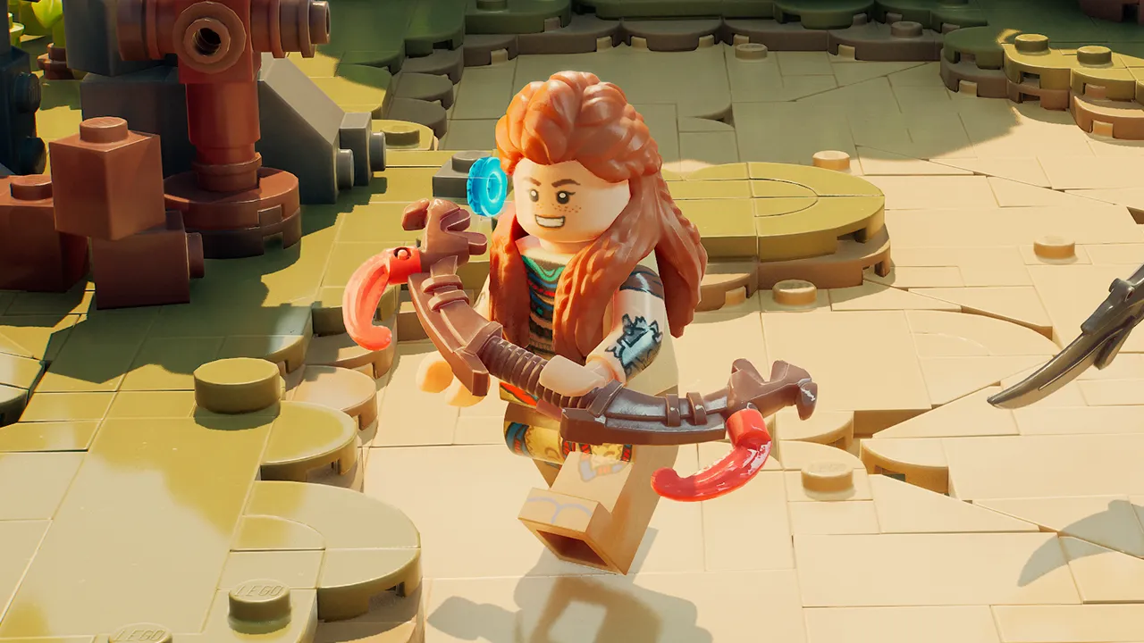 Captura LEGO Horizon Adventures Protagonista LEGO Con Arco En Un Paisaje Desertico Claro