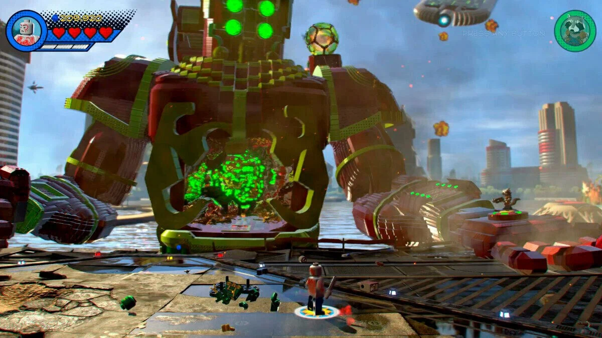 Captura LEGO Marvel Super Heroes 2 Galactus Ataca Mientras Los Personajes Luchan En Una Ciudad LEGO