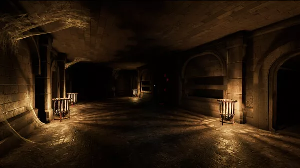 Captura Labyrinthine – Corredor De Piedra Iluminado Por Linternas Dentro Del Laberinto