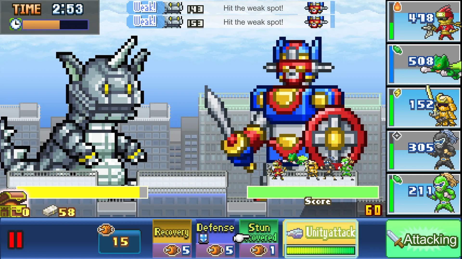 Captura Legends Of Heropolis DX – Combate Entre Robots Con Barra De Habilidades Al Costado