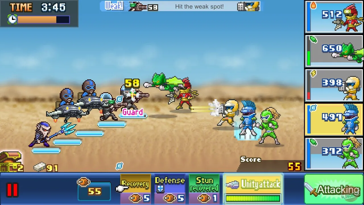 Captura Legends Of Heropolis DX – Pelea Entre Dos Equipos En Un Campo Abierto