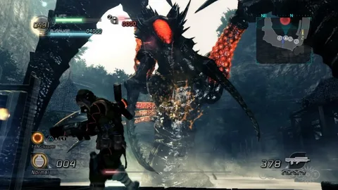 Captura Lost Planet 2 – Escena De Accion Cercana Con Criatura Alienigena Lanzando Fuego