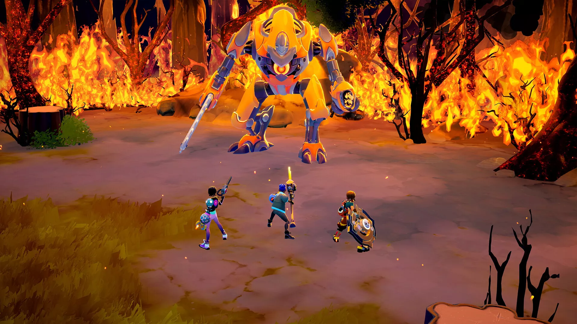 Captura Lynked Game Spark – Arte Promocional Con Protagonistas En Accion Sobre Fondo Celeste