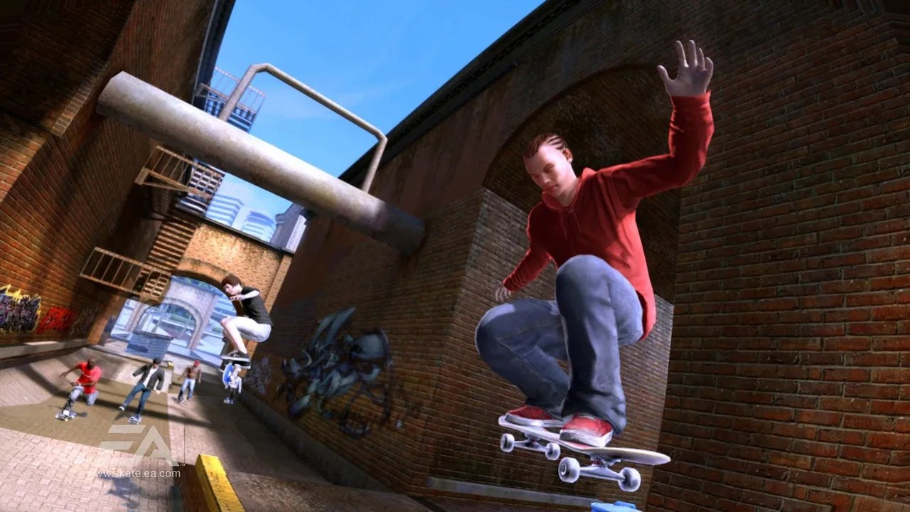 Captura Mad Skater – Patinador Rojo Salta Entre Rampas Metalicas En Callejon