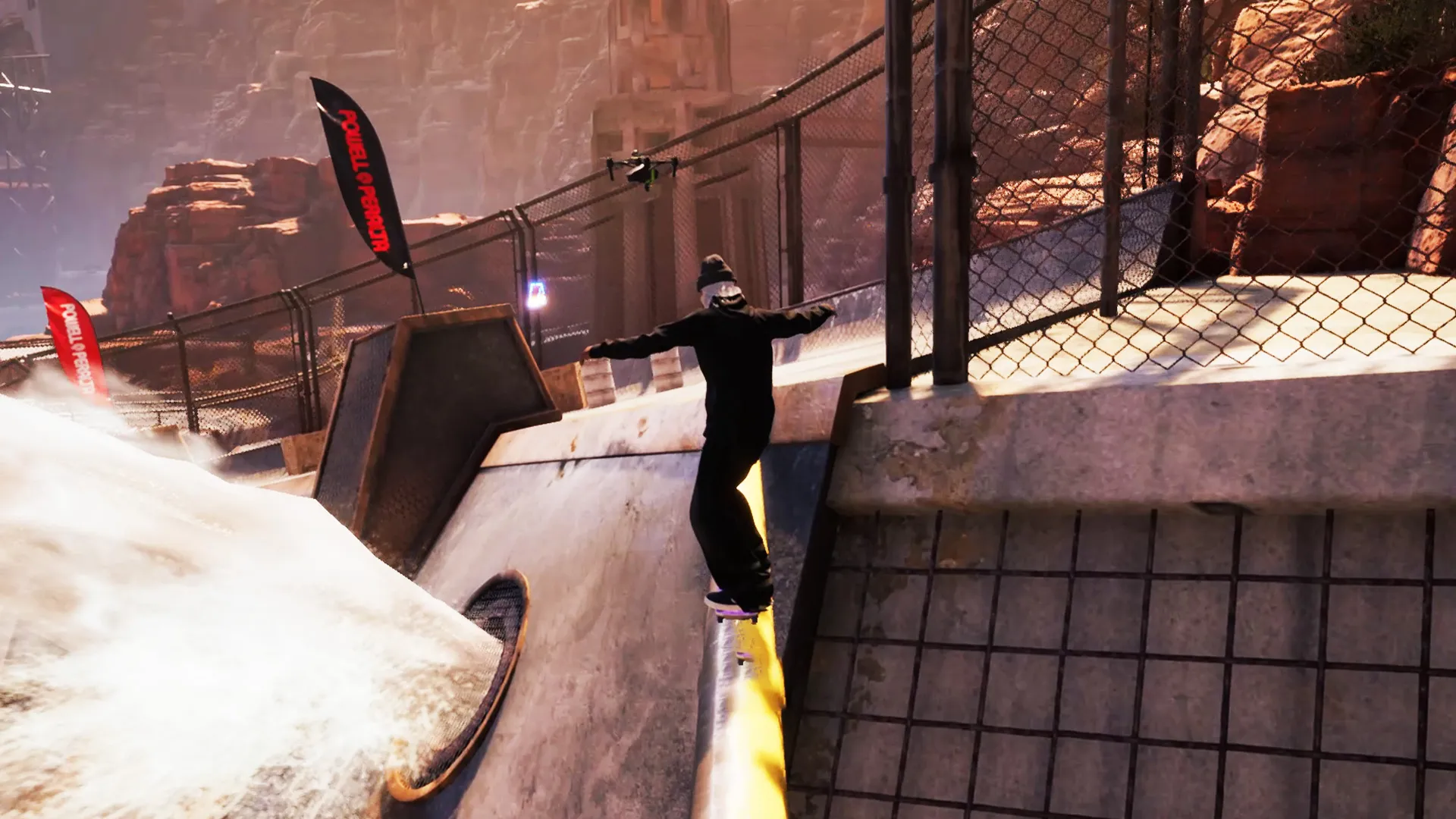 Captura Mad Skater – Skater Bajando Rampa En Entorno De Ladrillo Y Nieve