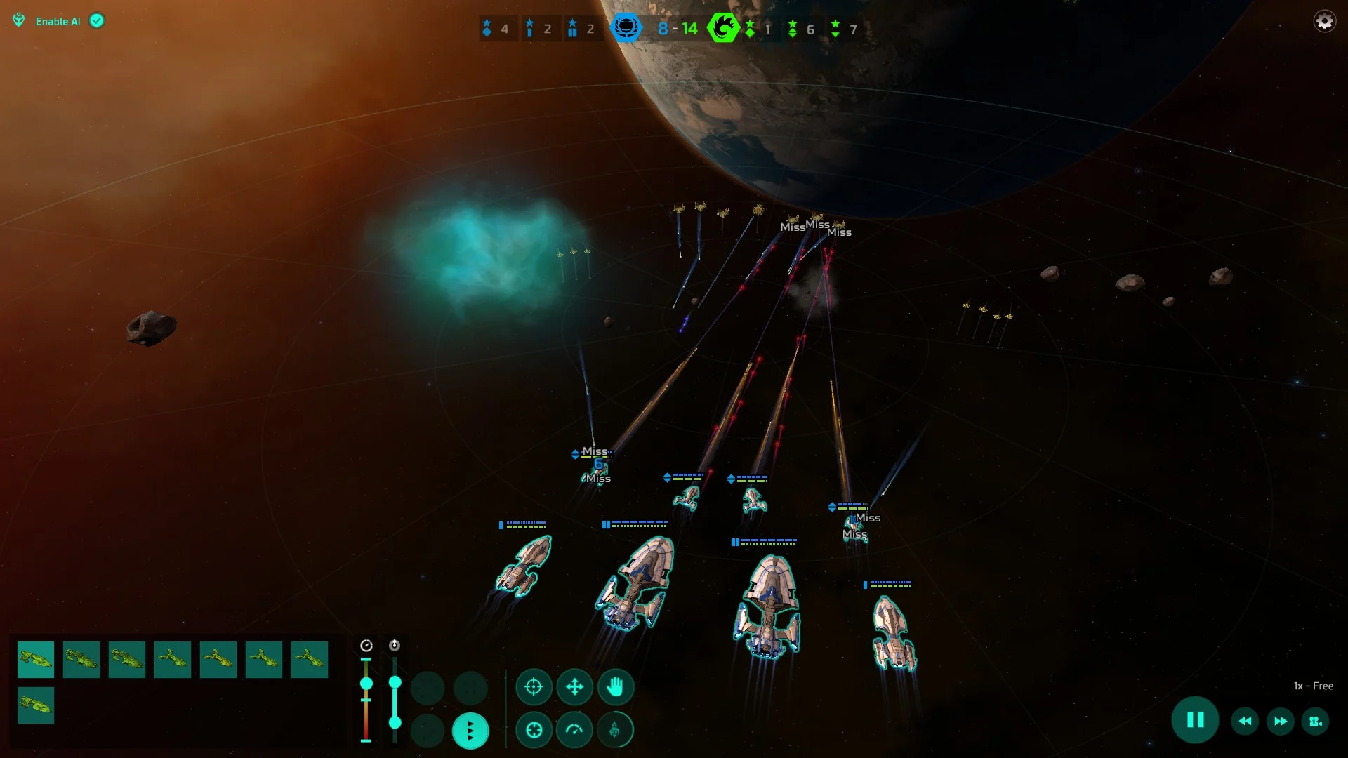 Captura Master Of Orion – Escena De Flota Alineada Frente A Un Planeta Con Ambiente Anaranjado