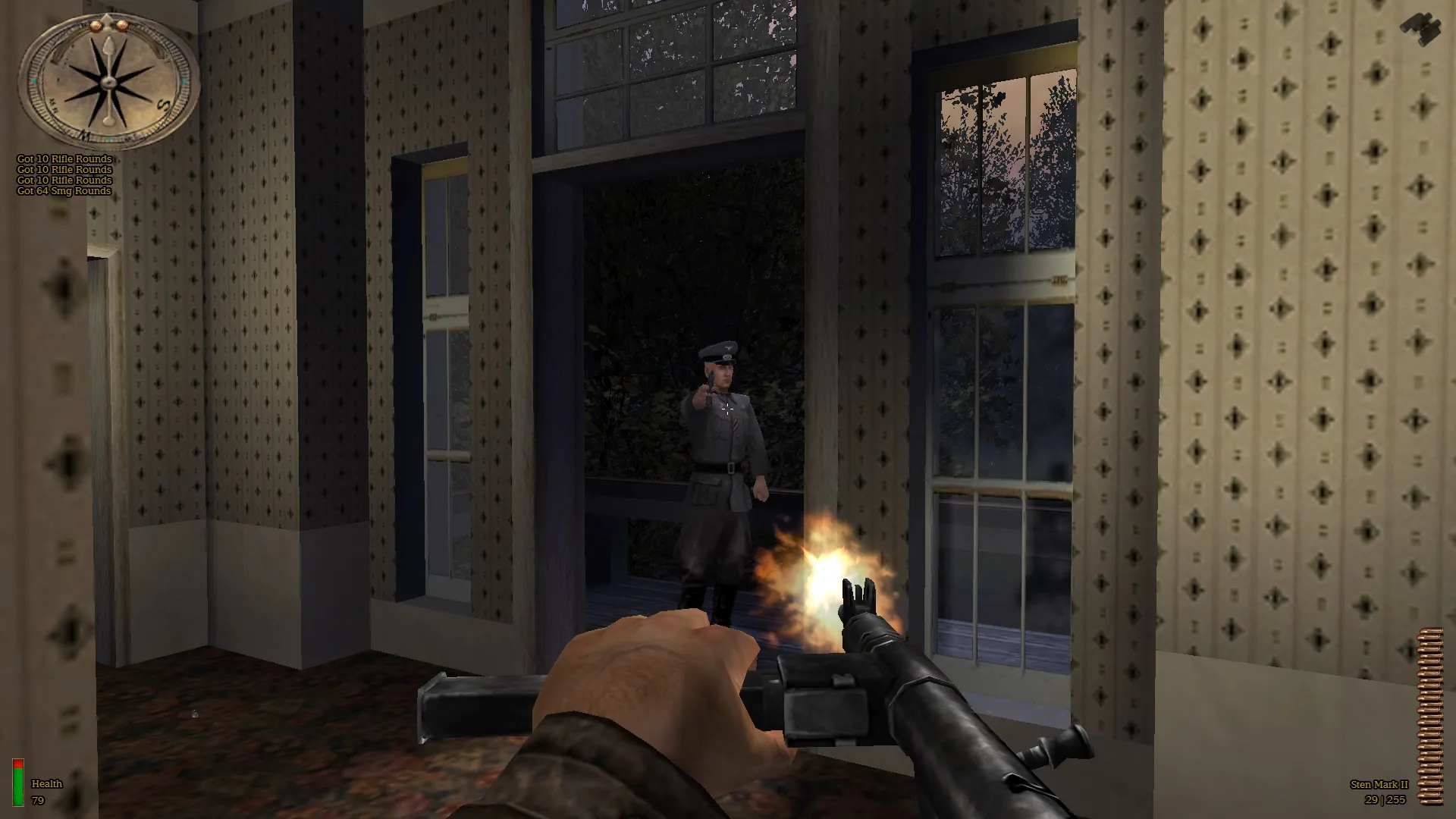 Captura Medal Of Honor Allied Assault War Chest Escena En Interior Con Tiroteo Activo Contra Enemigo