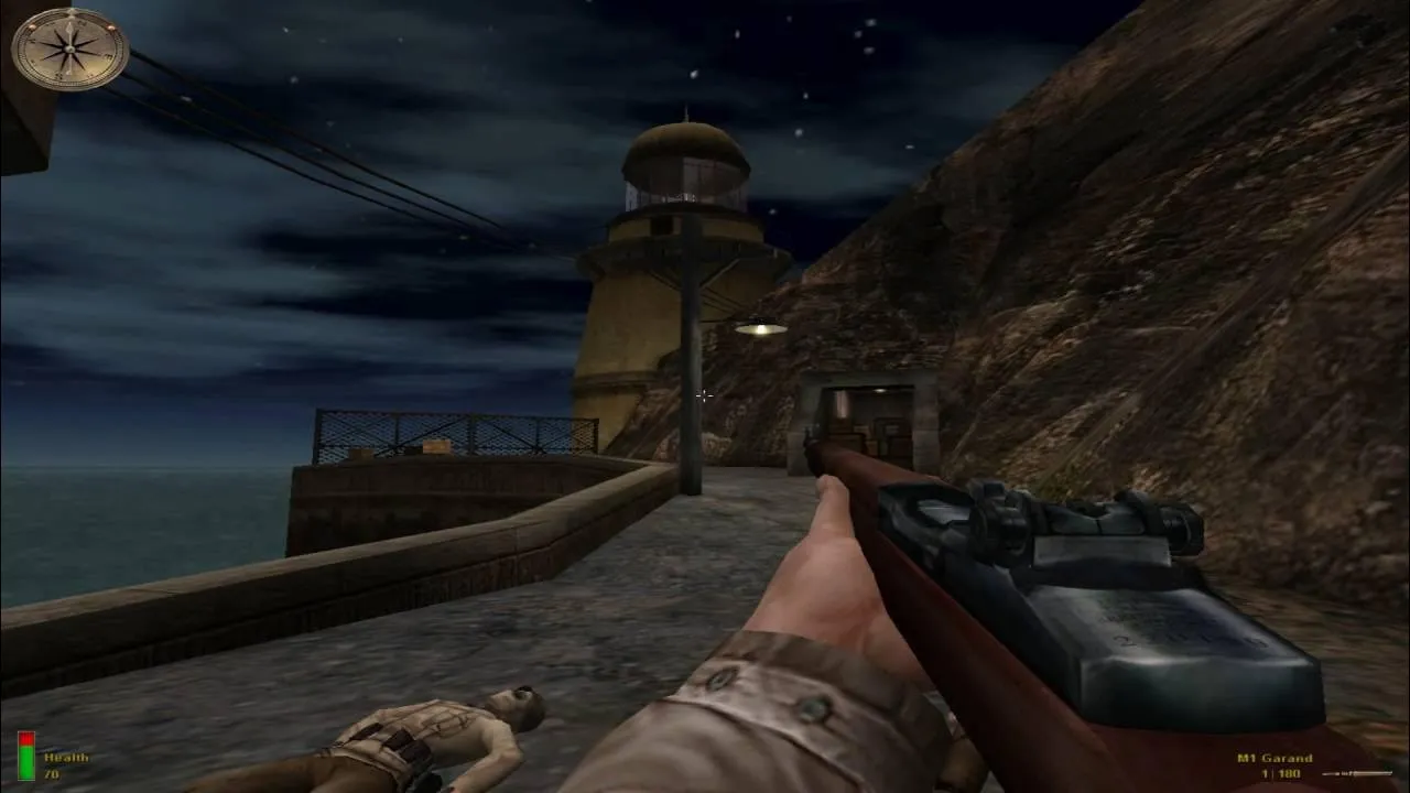 Captura Medal Of Honor Allied Assault War Chest Soldado Avanza De Noche Con Un Rifle En La Mano