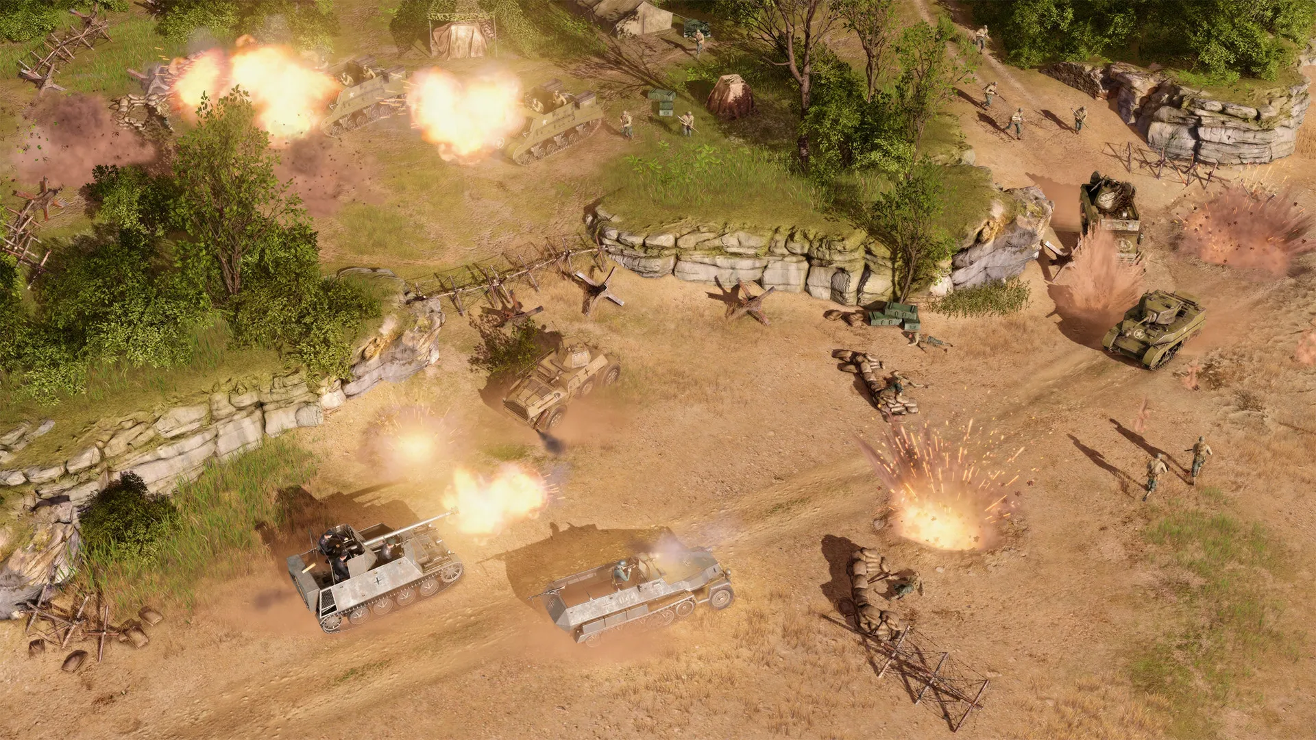 Captura Men Of War – Bombardeo Sobre Una Colina Con Soldados Cubriendose