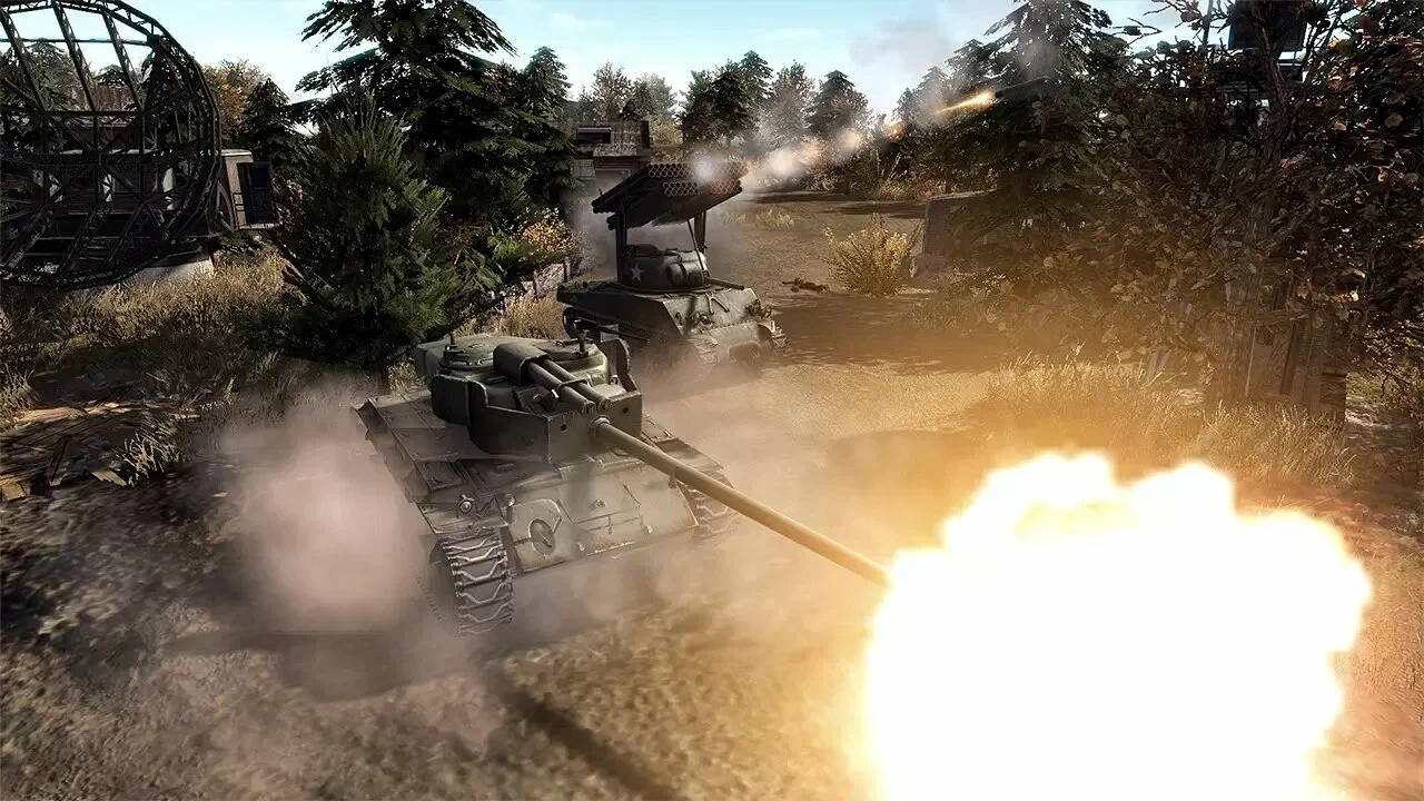 Captura Men Of War – Explosion Junto A Vehiculo Militar En Bosque