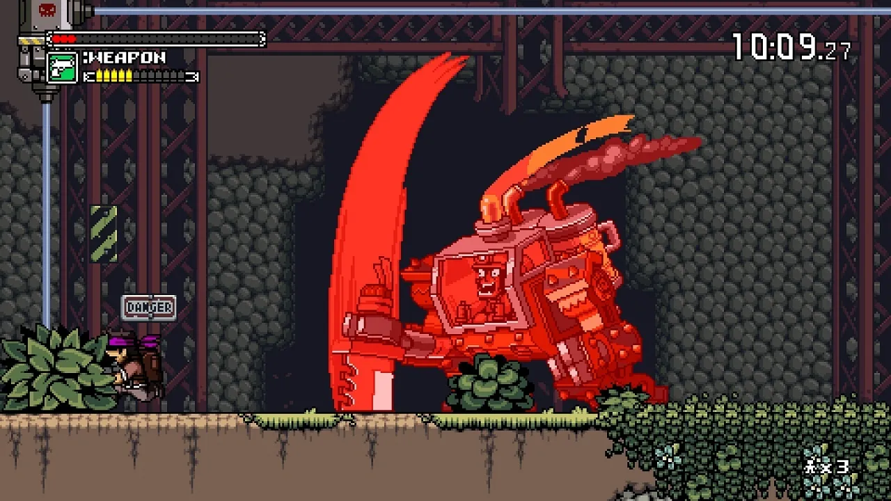 Captura Mercenary Kings Reloaded Edition – Jefe Mecanico Rojo Atacando En Pasillo Subterraneo