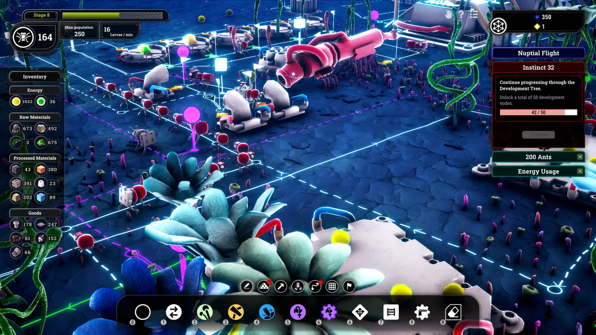 Captura Microtopia Menu De Interfaz Desplegado Junto A Estructuras Biotecnologicas Azules Y Rosadas