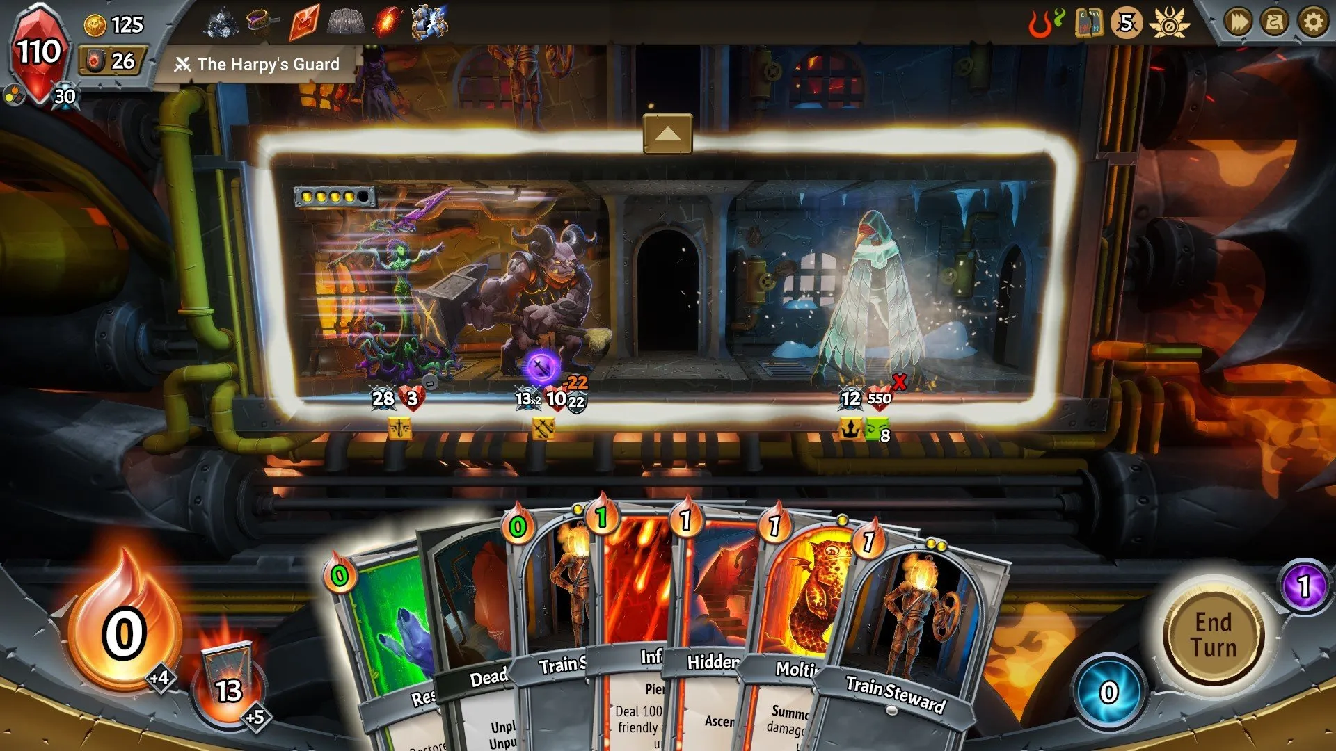 Captura Monster Train – Combate De Cartas Con Unidades Desplegadas En Una Interfaz Animada