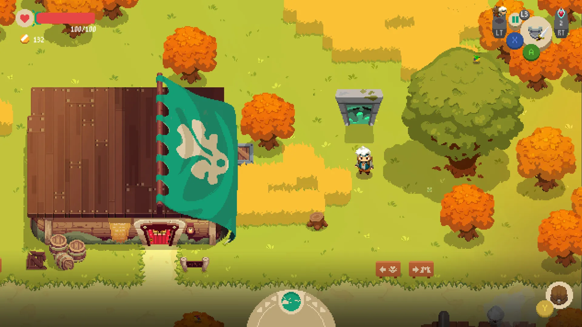 Captura Moonlighter Exterior De Casa Con Arboles Otonales Y Camino Lateral