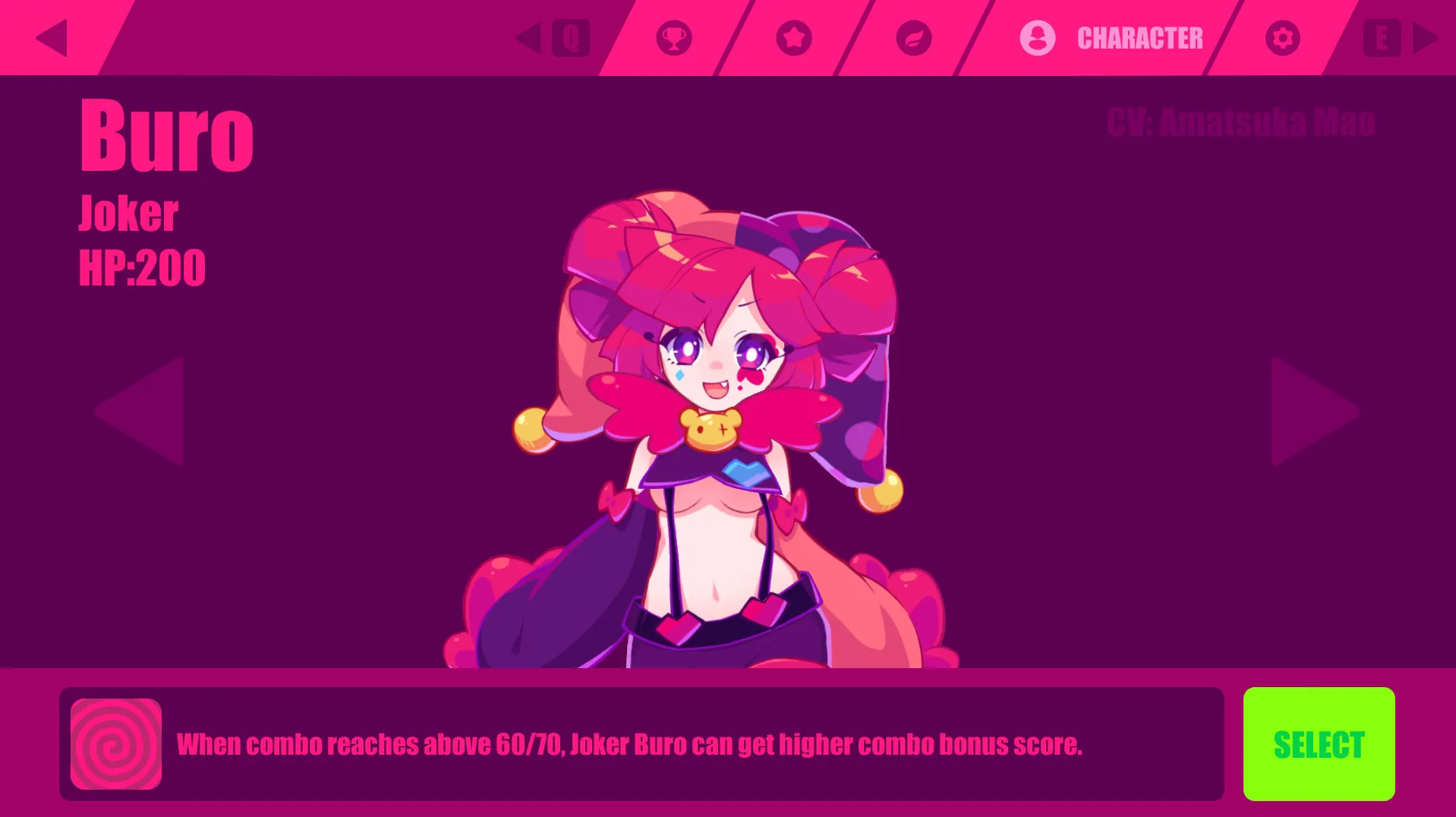 Captura Muse Dash – Pantalla De Seleccion Con Personaje En Fondo Rosado