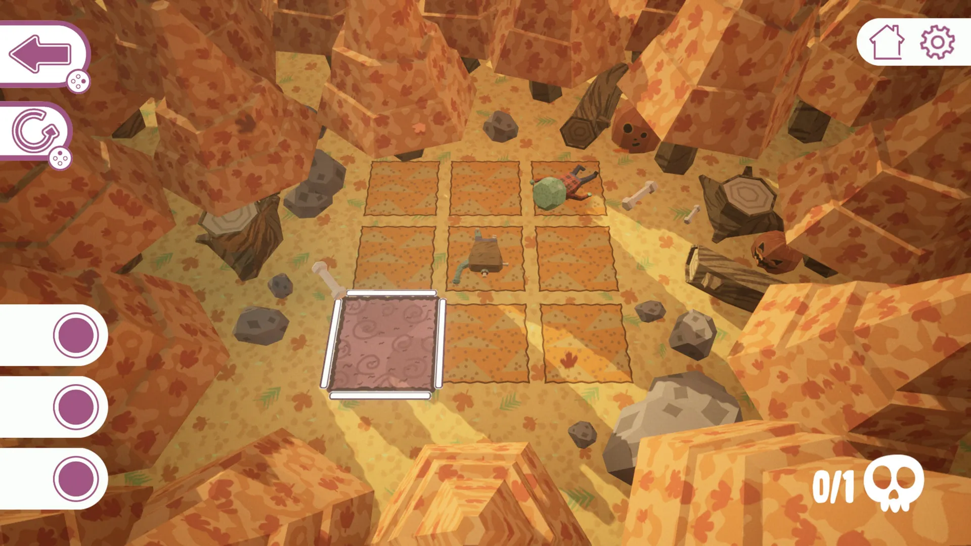 Captura Mycelium Heaven – Vista Cenital Del Tablero Con Casillas Resaltadas En Un Entorno Naranja