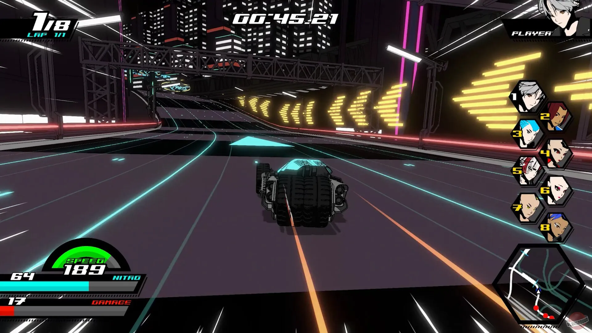 Captura Neon APEX Escena Nocturna Desde La Cabina De Un Piloto En Plena Carrera Urbana