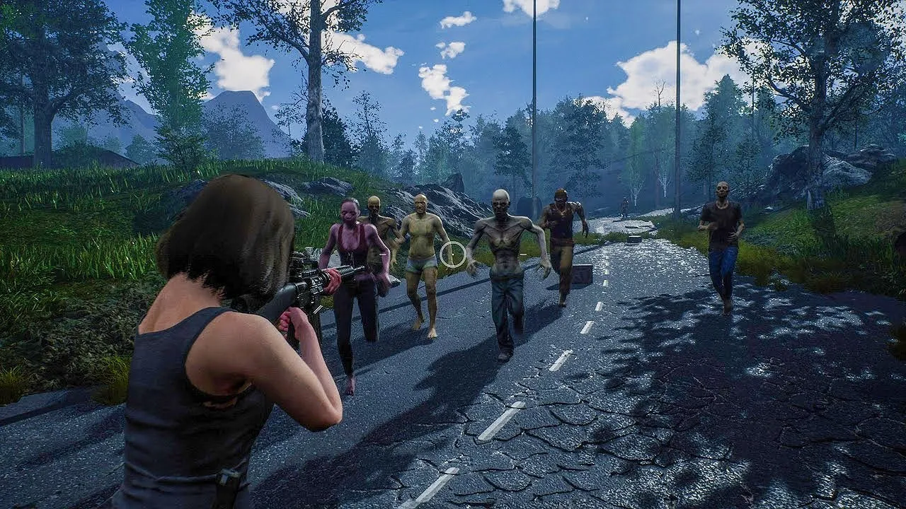 Captura Night Of The Dead Grupo De Zombis Avanza Por Una Carretera Montanosa
