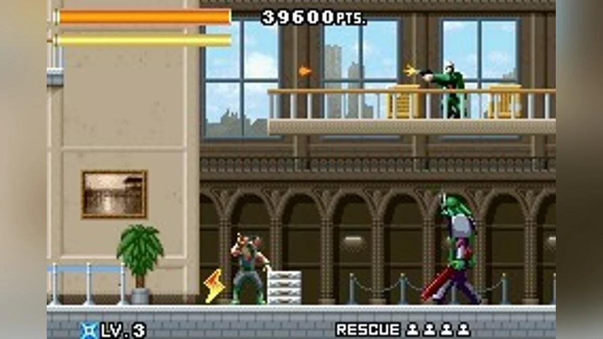 Captura Ninja Five O – Nivel Lateral Con El Ninja Rescatando Rehenes En Un Edificio