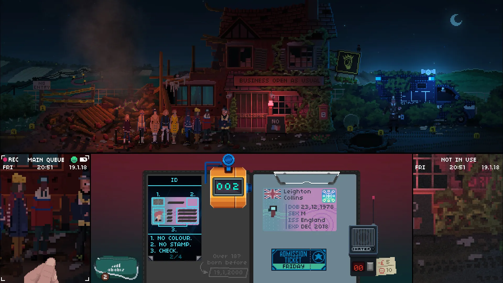 Captura Not Tonight – Entorno Nocturno Con Controles De Entrada En Pantalla