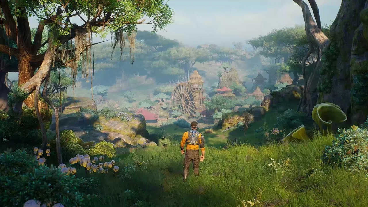 Captura Outcast A New Beginning – Vistazo Panoramico De Selva Con Montanas Al Fondo