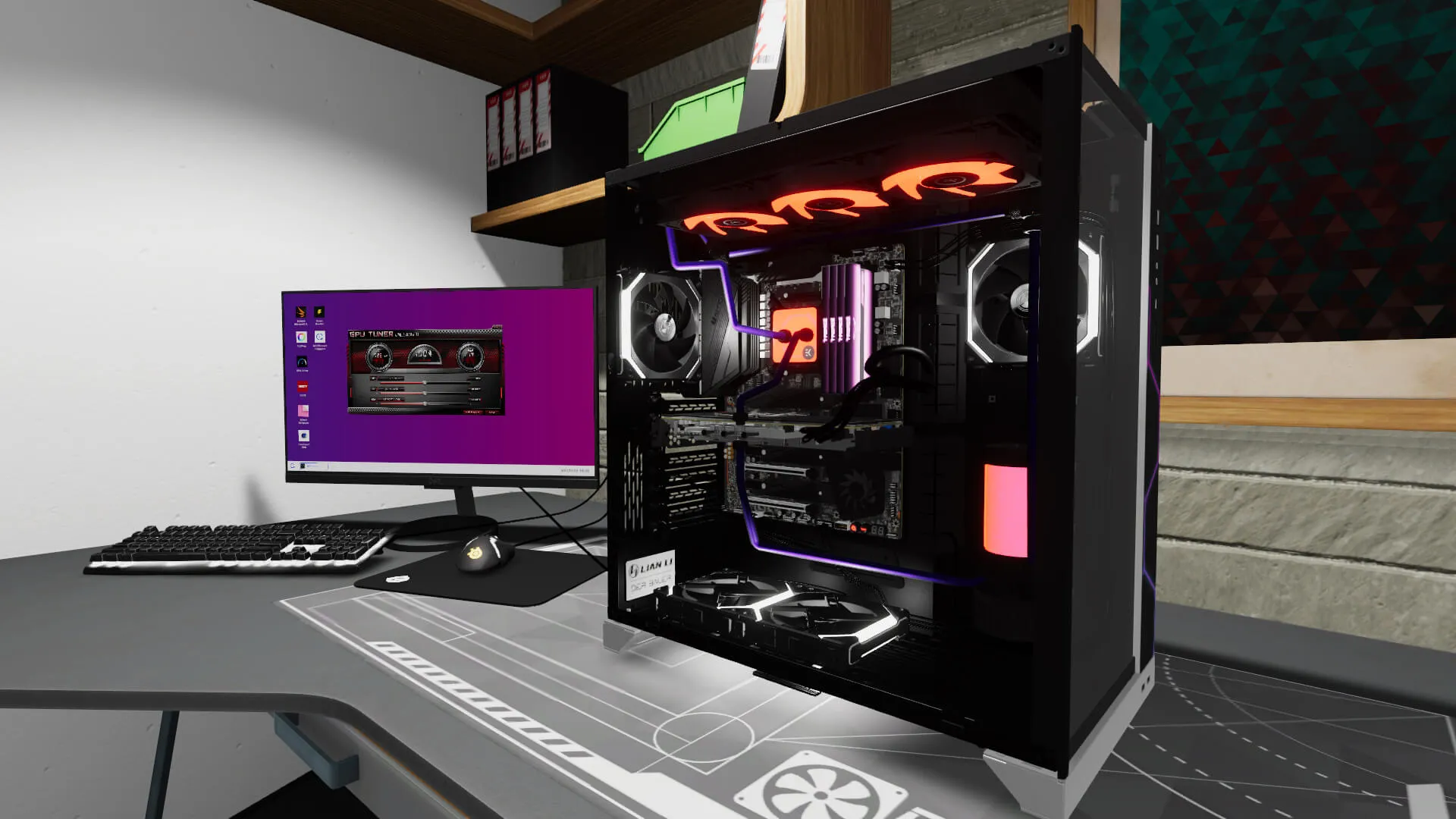 Captura PC Building Simulator 2 – PC Ensamblada Con Refrigeracion Liquida En Escritorio Moderno
