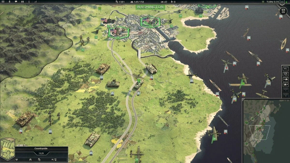 Captura Panzer Corps 2 – Vista Estrategica Con Terreno Montanoso Y Unidades Posicionadas