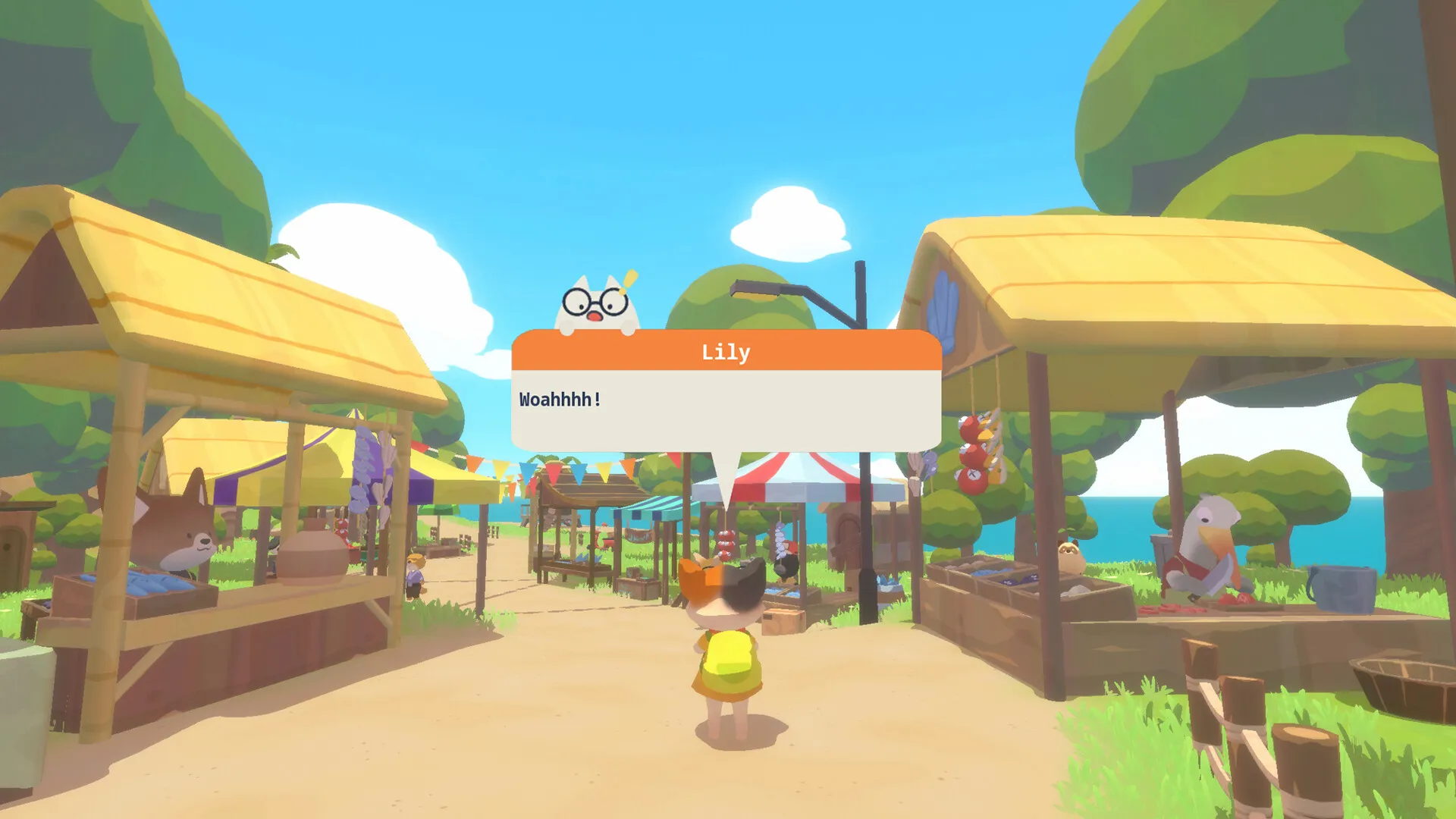 Captura Petit Island – Entrada A Mercado Abierto Con Puestos De Madera Y Camino De Tierra