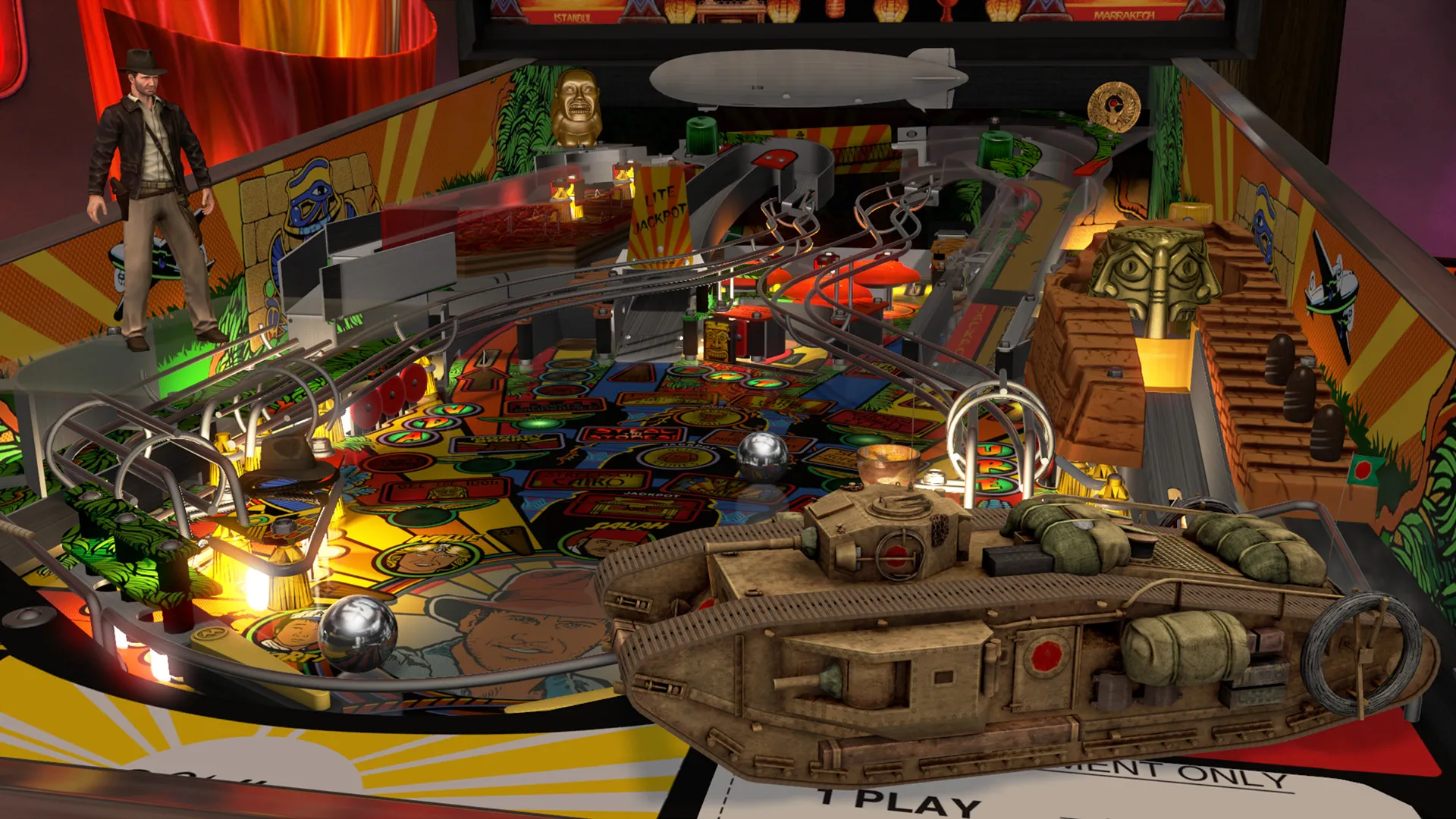 Captura Pinball FX3 – Mesa Tematica Con Luces Naranjas Rampas Y Figuras Roboticas
