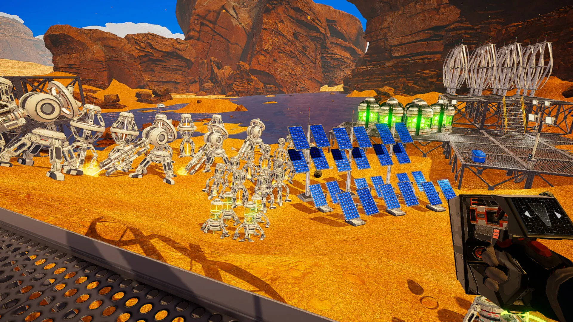 Captura Planet Crafter Instalaciones Sobre Suelo Arido Con Maquinaria Desplegada