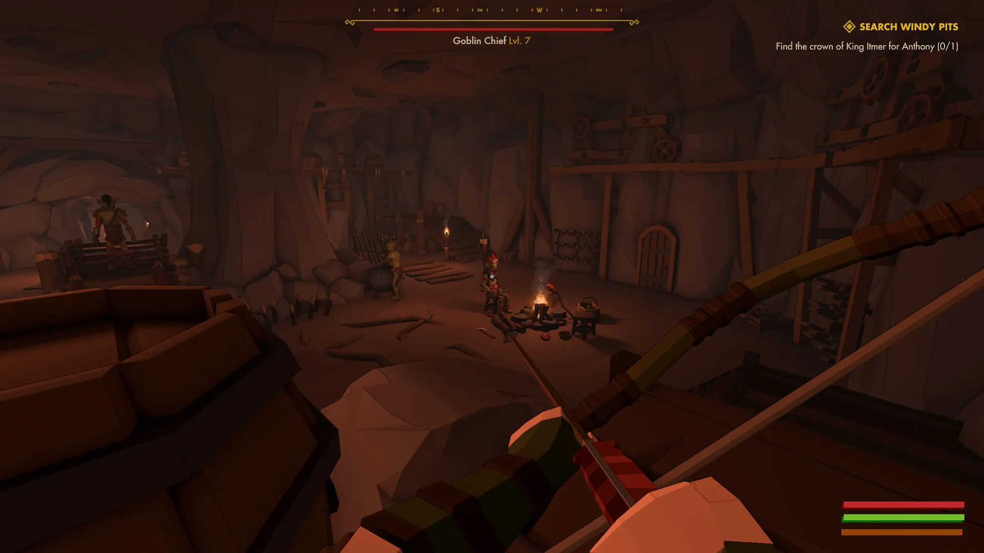Captura Raidborn Interiores De Una Caverna Roja Con Antorchas Y Plataformas Elevadas