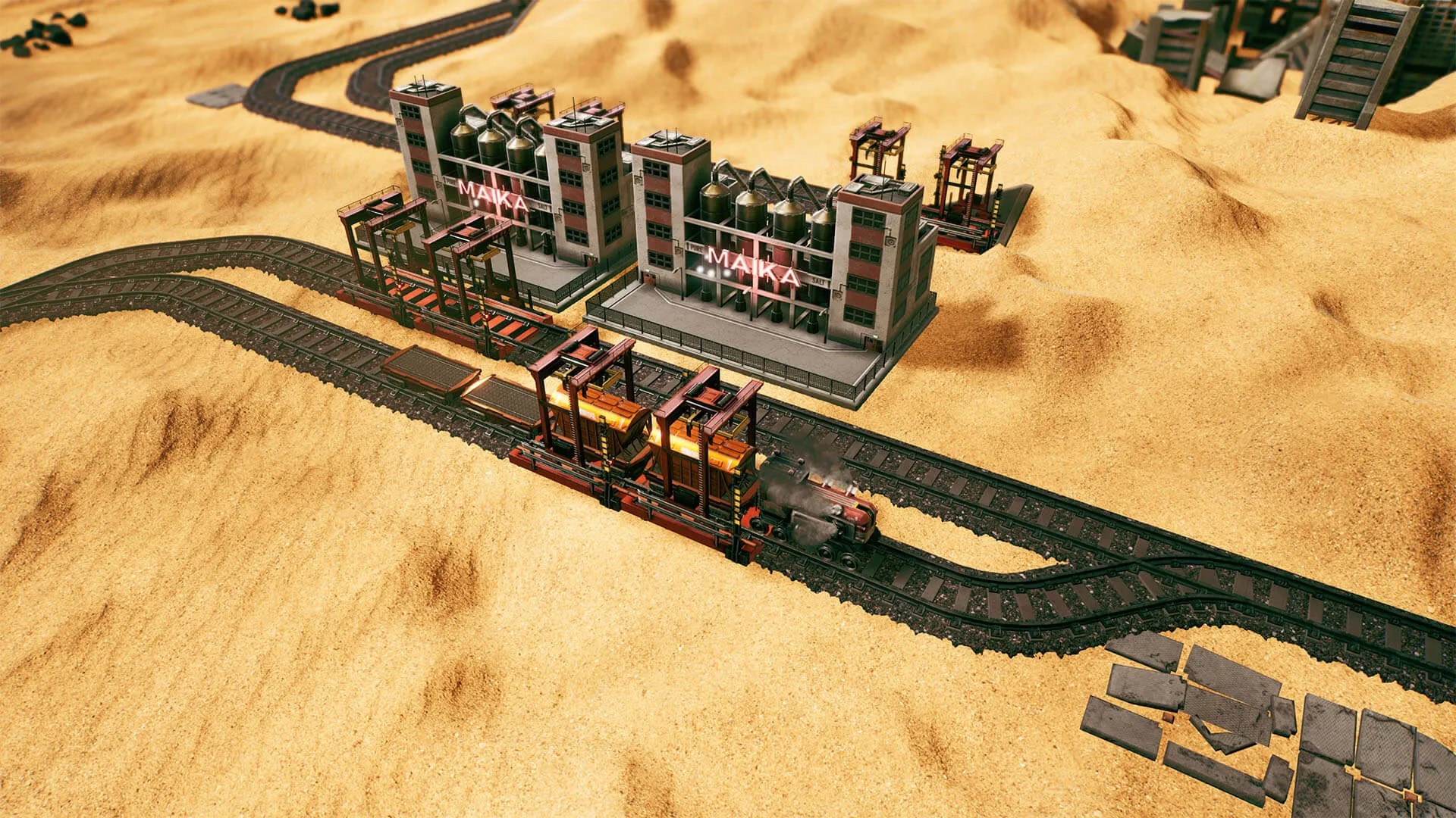 Captura Railgrade Estacion Industrial En Plena Actividad Sobre Terreno Arido