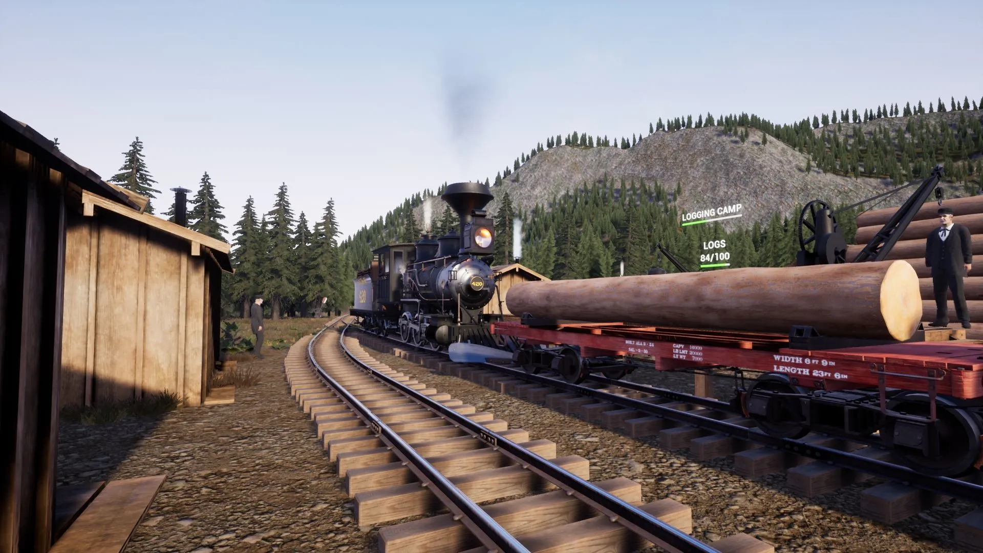 Captura Railroads Online Carga De Troncos Sobre Un Tren Estacionado