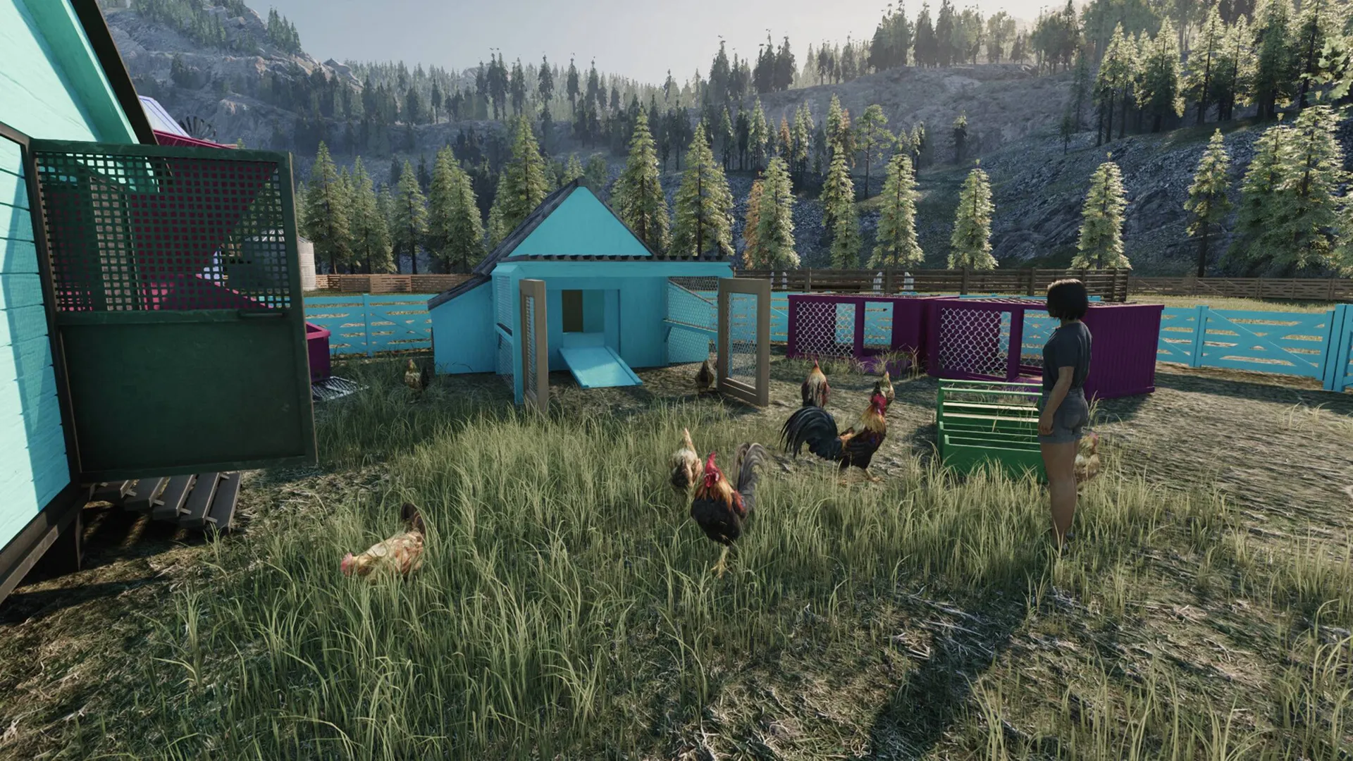 Captura Ranch Sim – Gallinero En Zona Rural Con Animales Y Casetas De Colores