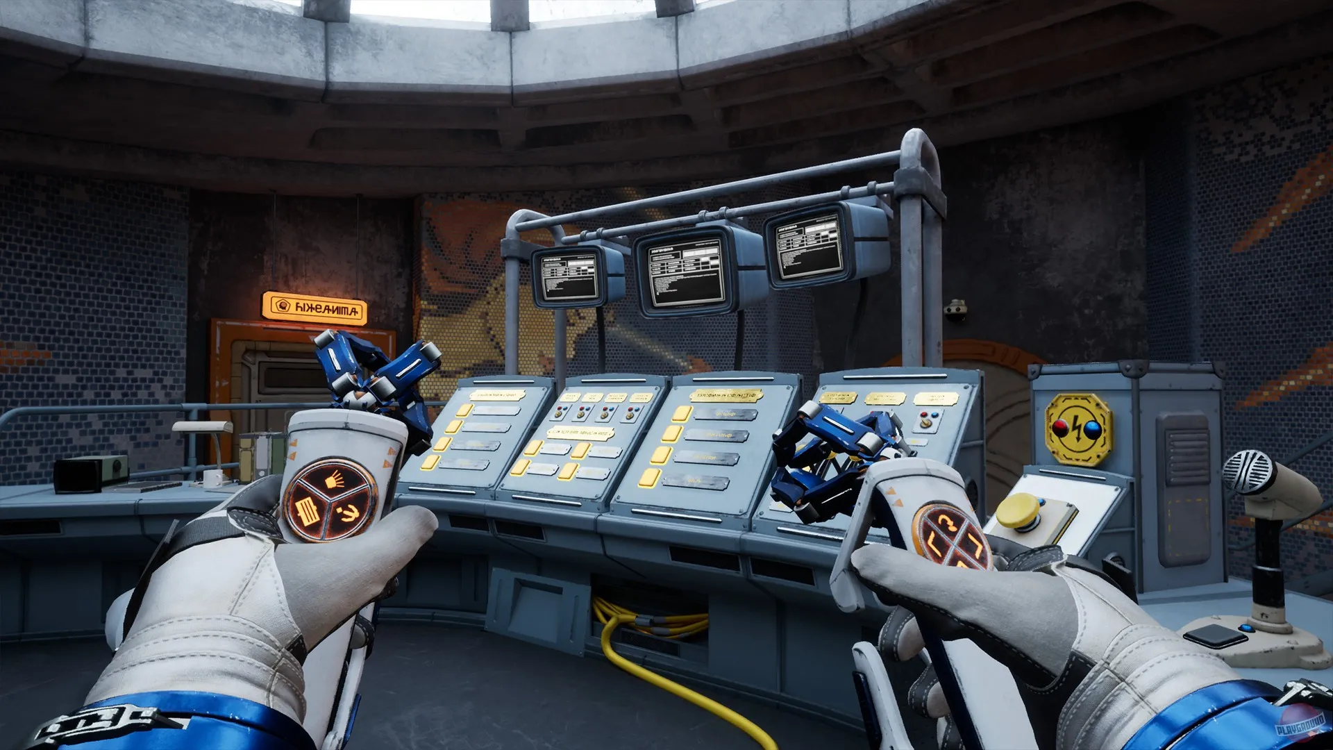 Captura Red Matter 2 – Laboratorio Con Paneles De Control Y Dos Manos Roboticas En Primer Plano