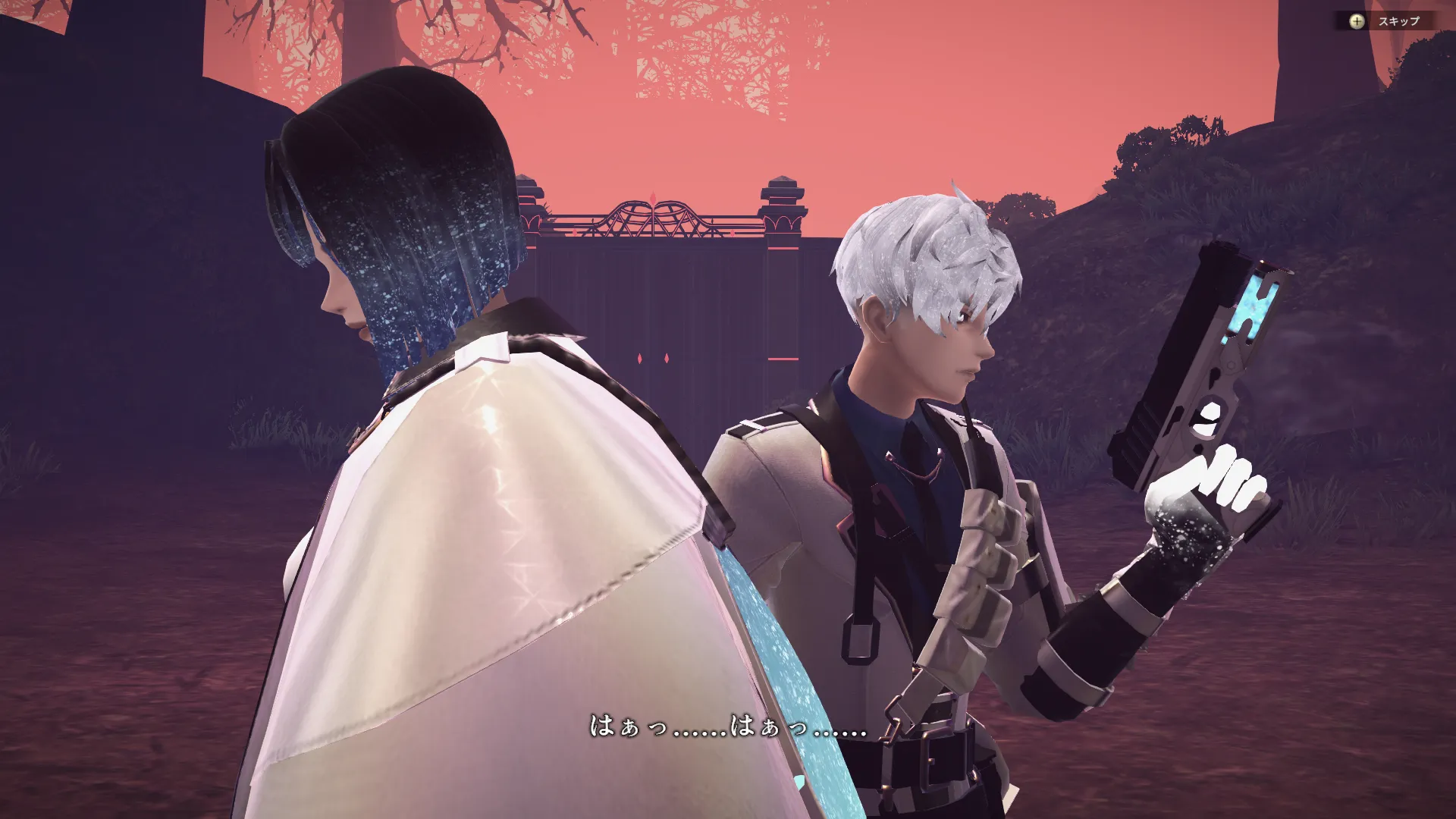 Captura Reynatis Dialogo Entre Dos Personajes Masculinos Con Atuendos Contrastantes Bajo El Atardecer