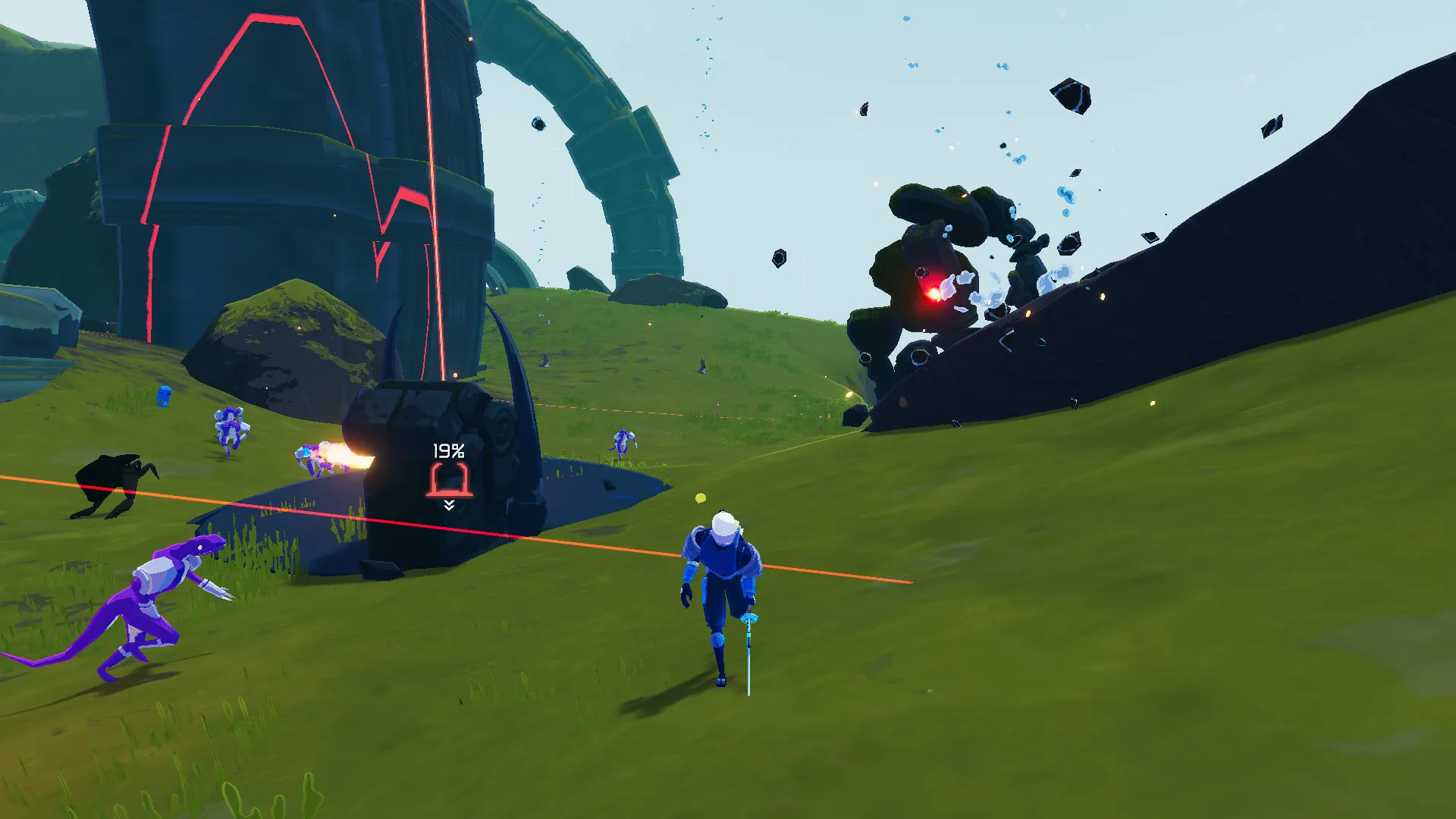 Captura Risk Of Rain 2 – Jugador Corriendo Mientras El Entorno Explota A Su Alrededor