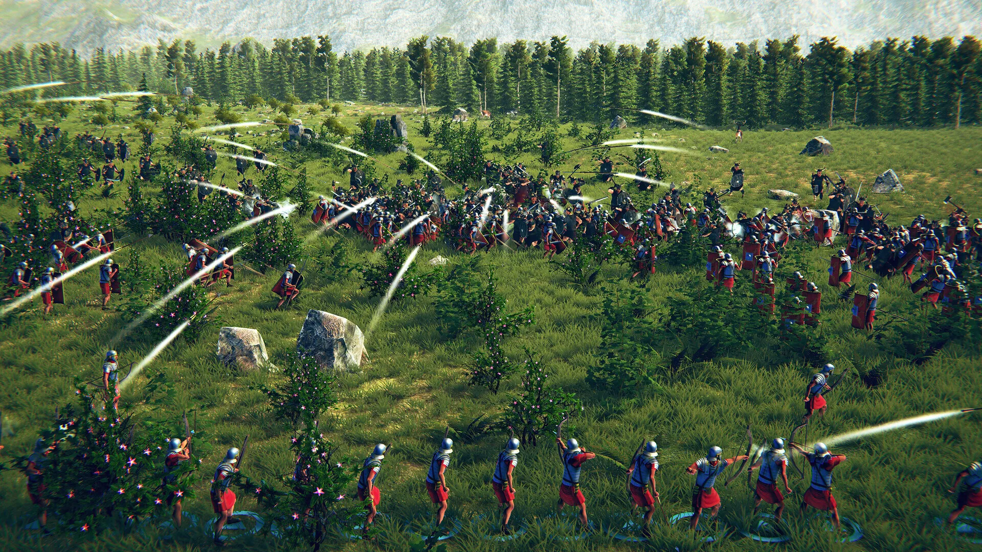 Captura Roman Triumph Batalla Campal Entre Dos Ejercitos Con Lanzas Escudos Y Lineas De Arqueros