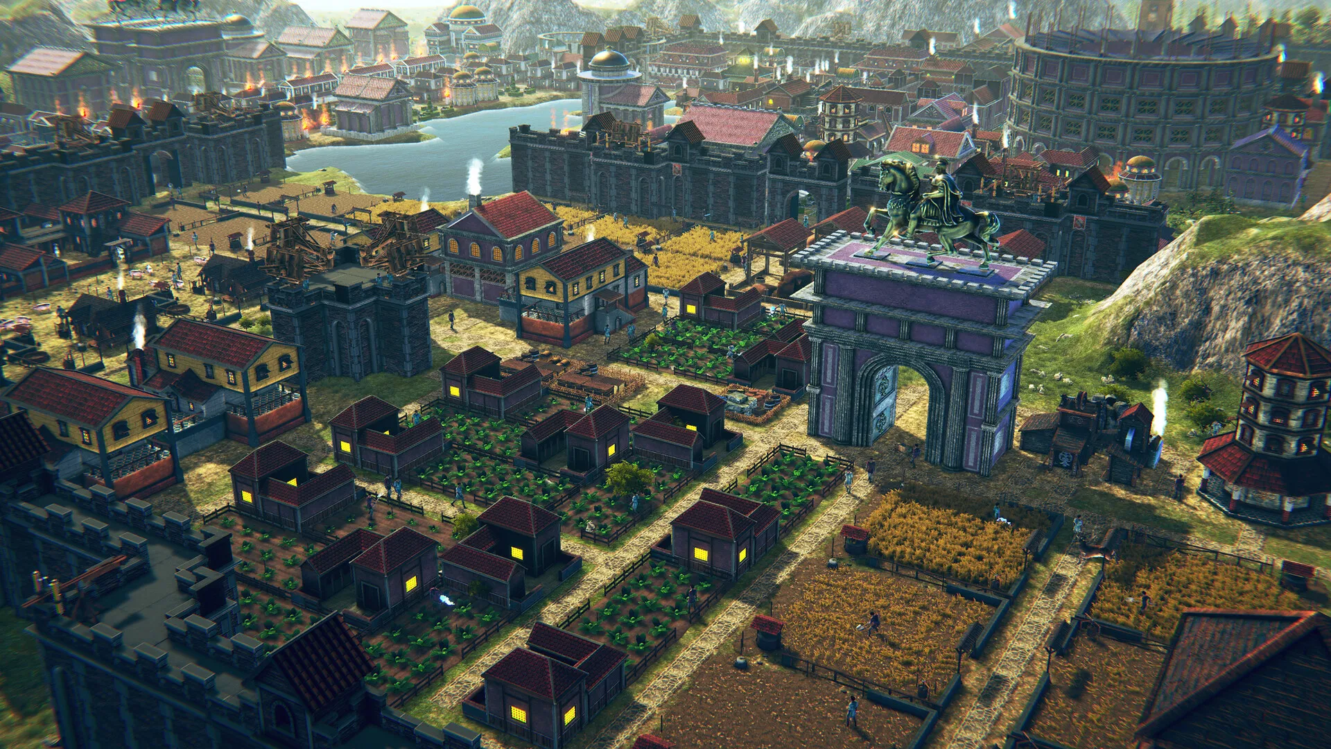 Captura Roman Triumph Vista Aerea De Una Ciudad Con Templos Calles Rectas Y Arquitectura Clasica