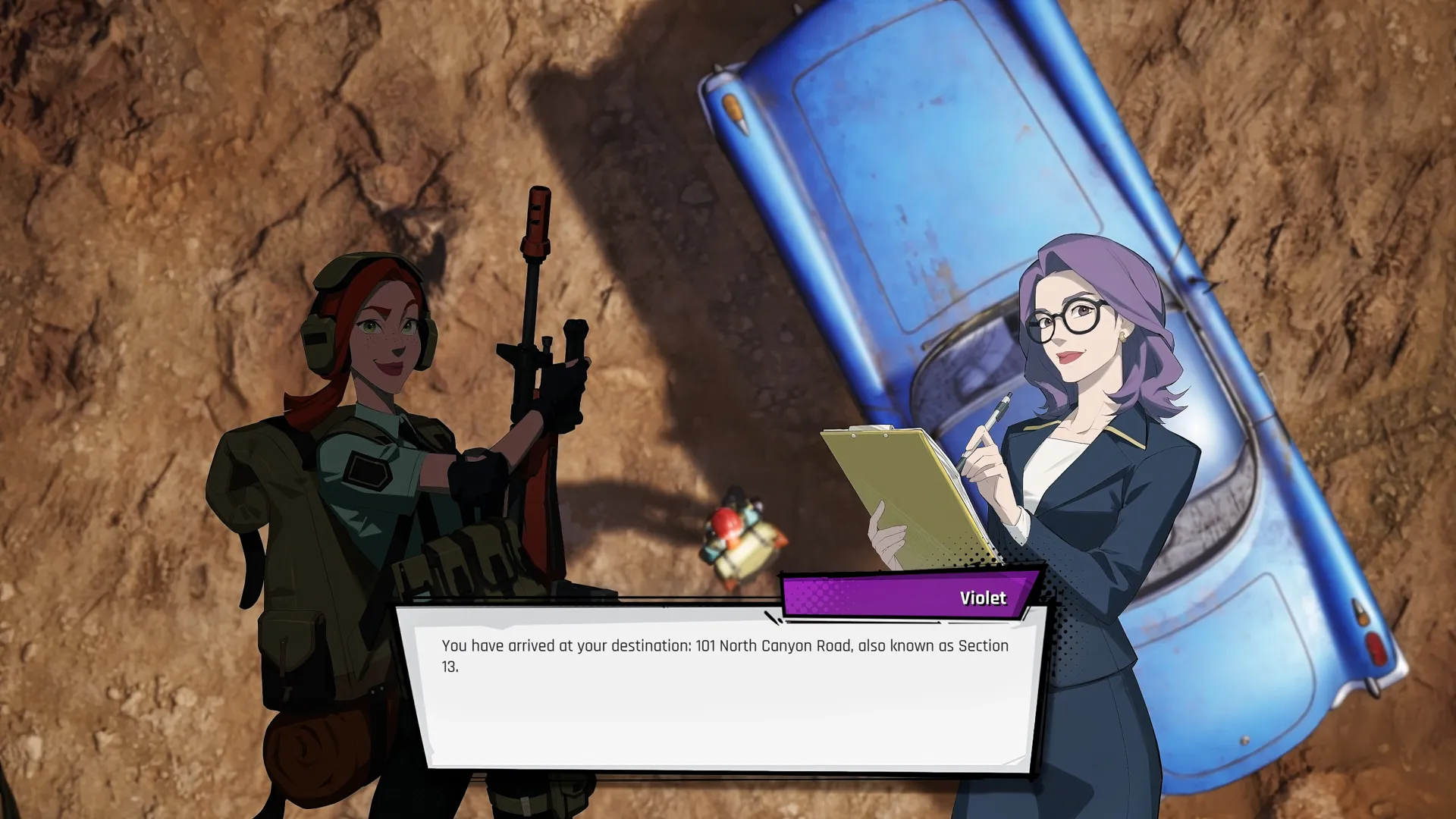 Captura Section 13 Dialogo Entre Dos Personajes Junto A Un Contenedor Azul