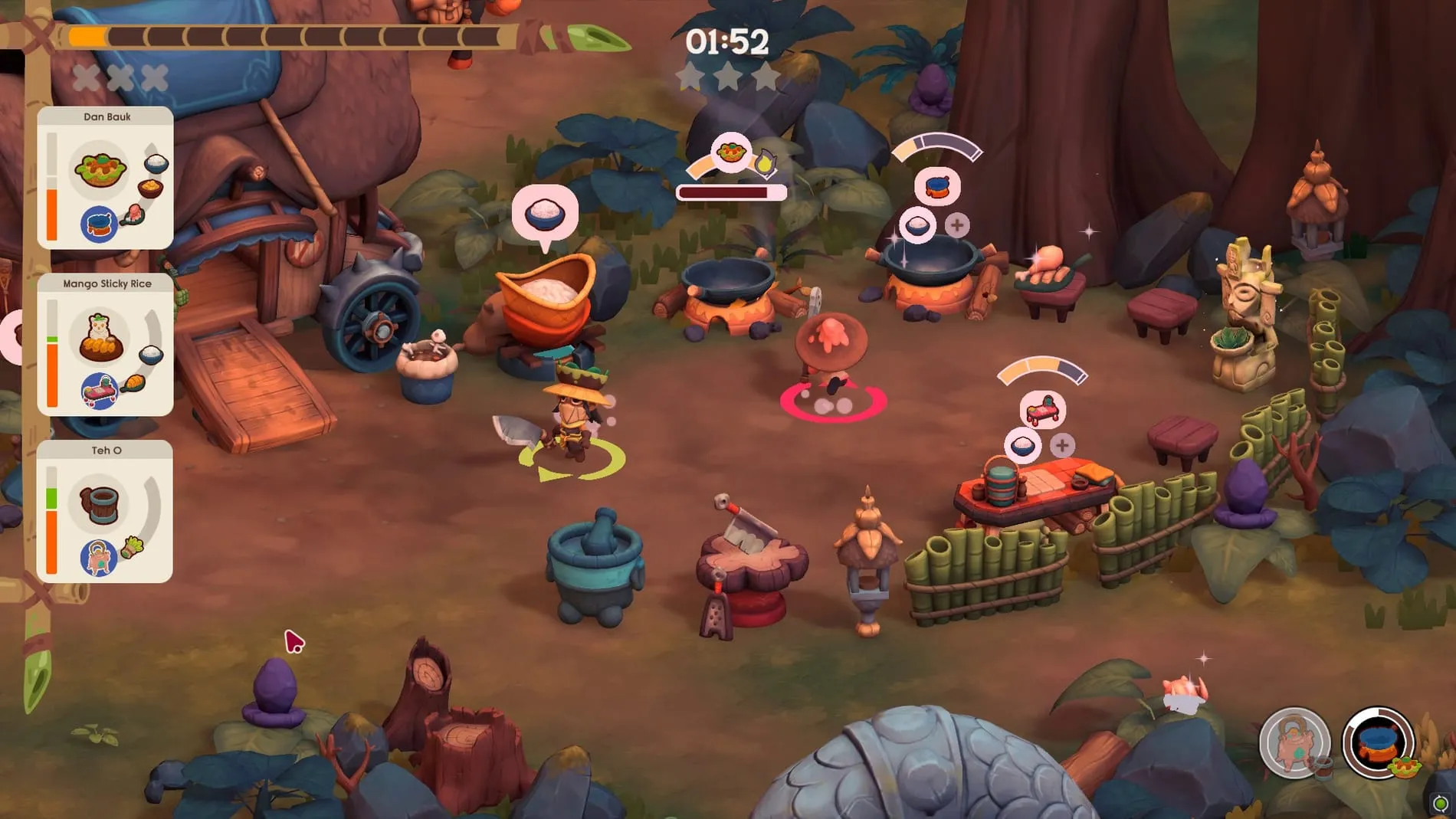 Captura Sedap Delicious Adventures – Varios Personajes Preparan Comida En Una Zona De Tierra Rojiza