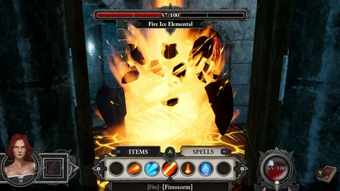 Captura Shadowgate – Explosion De Fuego Frente A Una Puerta Metalica Con Hechizos Activos