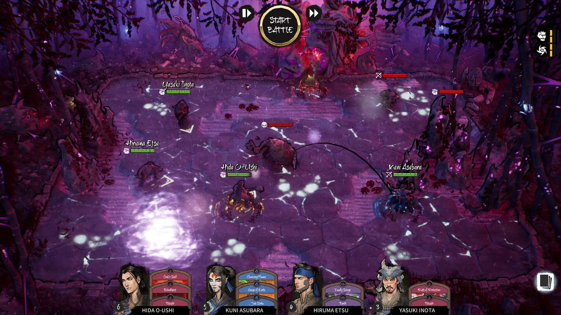 Captura Shadowveil Legend Of The Five Rings – Escenario Purpura Con Multiples Personajes En Batalla