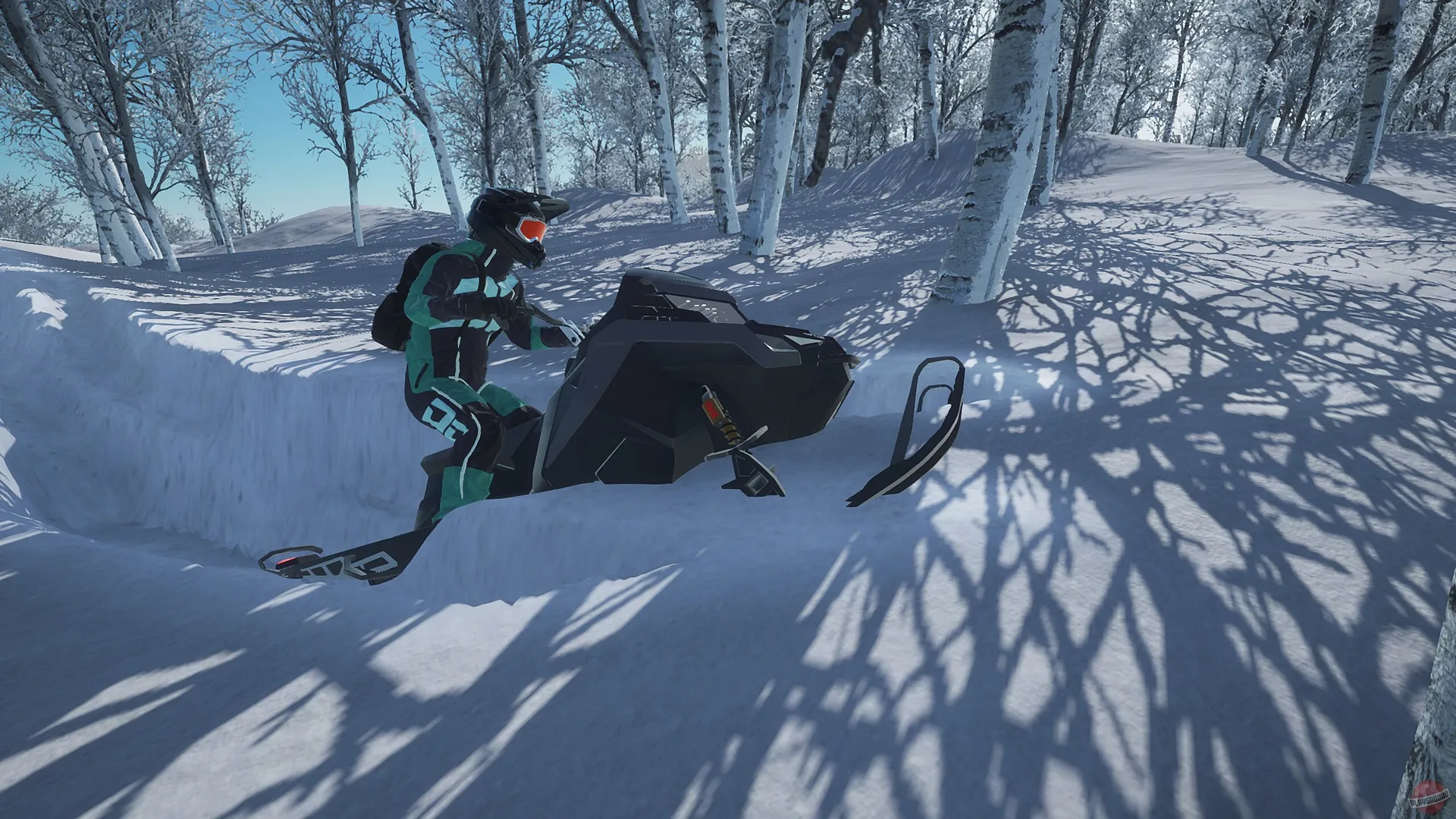 Captura Sledders Caida En La Nieve Con Conductor Rodeado De Arboles