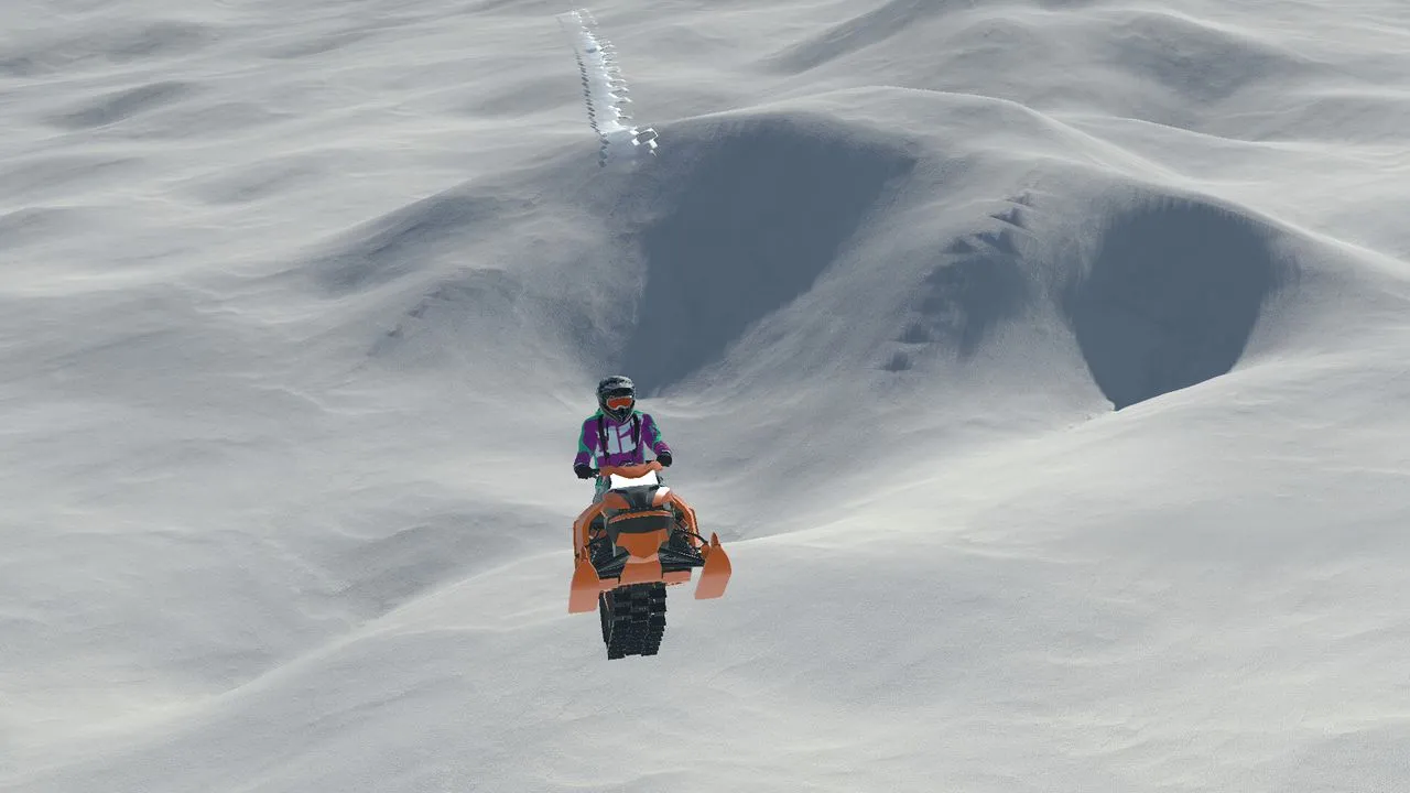 Captura Sledders Motonieve Descendiendo Por Una Duna Nevada