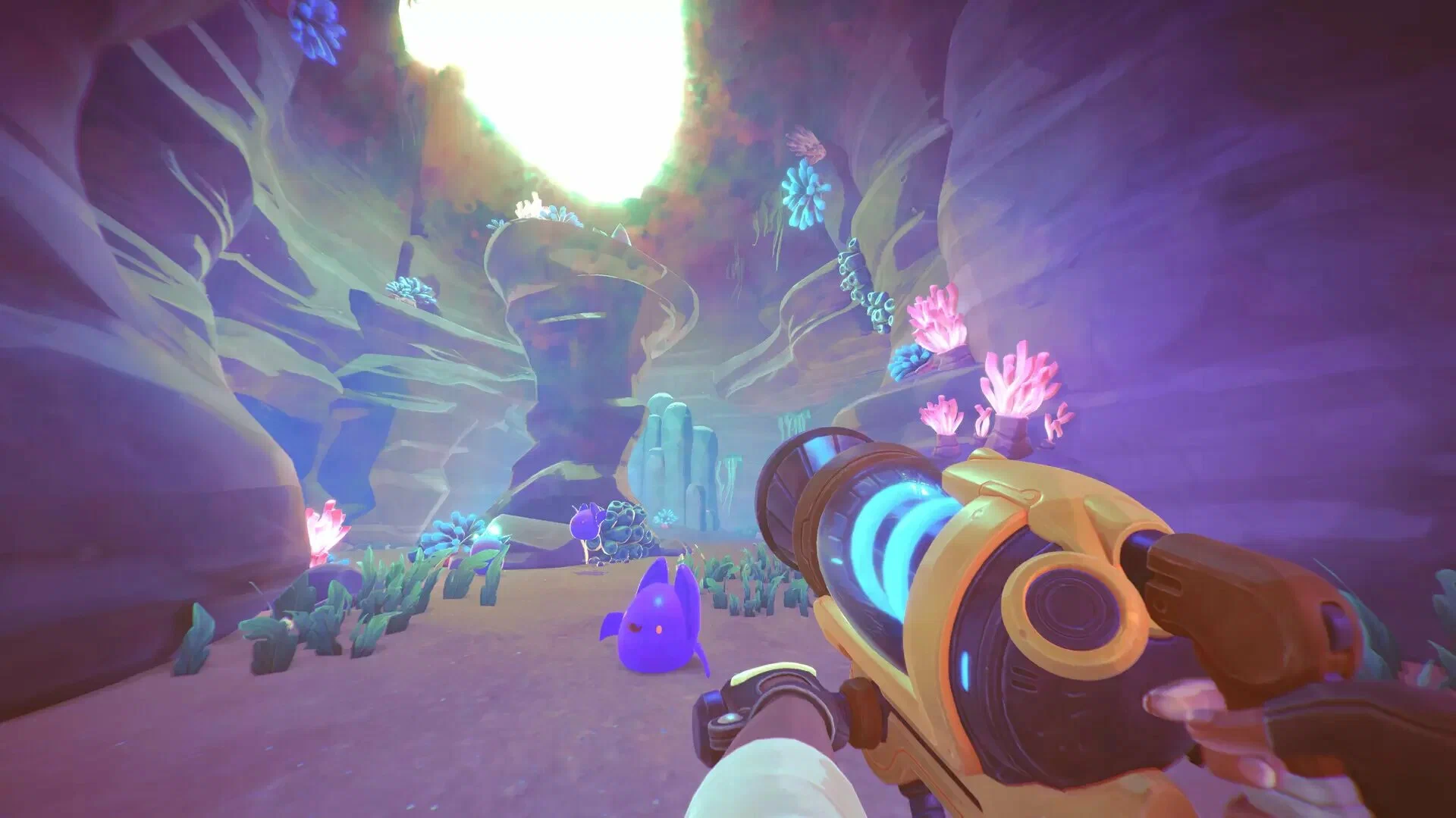 Captura Slime Rancher 2 Exploracion En Una Cueva Brillante Con Criaturas Fluorescentes