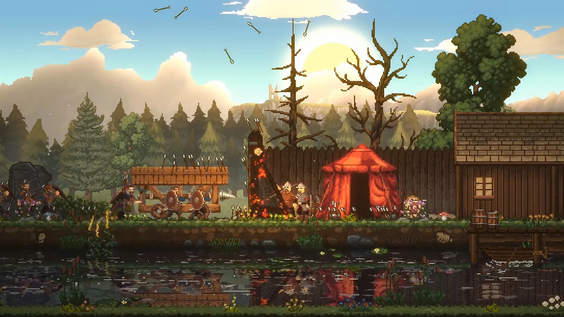 Captura Sons Of Valhalla – Pueblo Vikingo Con Casas De Madera Junto Al Agua