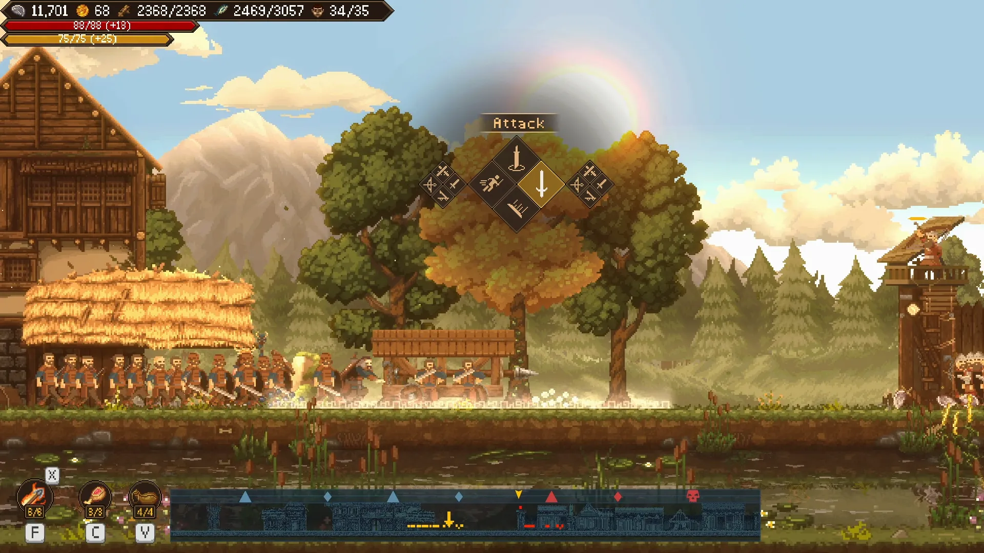 Captura Sons Of Valhalla – Vista Lateral De Un Asentamiento Rodeado De Arboles