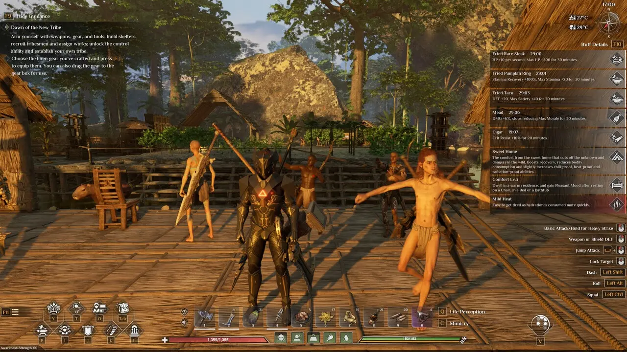 Captura Soulmask – Batalla Entre Varios Personajes Con Menus E Interfaz De Juego Visible