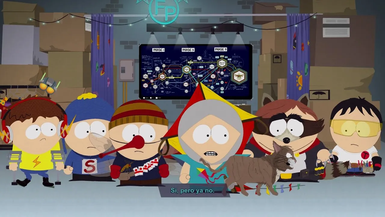 Captura South Park The Fractured But Whole – Grupo De Ninos Con Trajes De Superheroes En Una Base Secreta